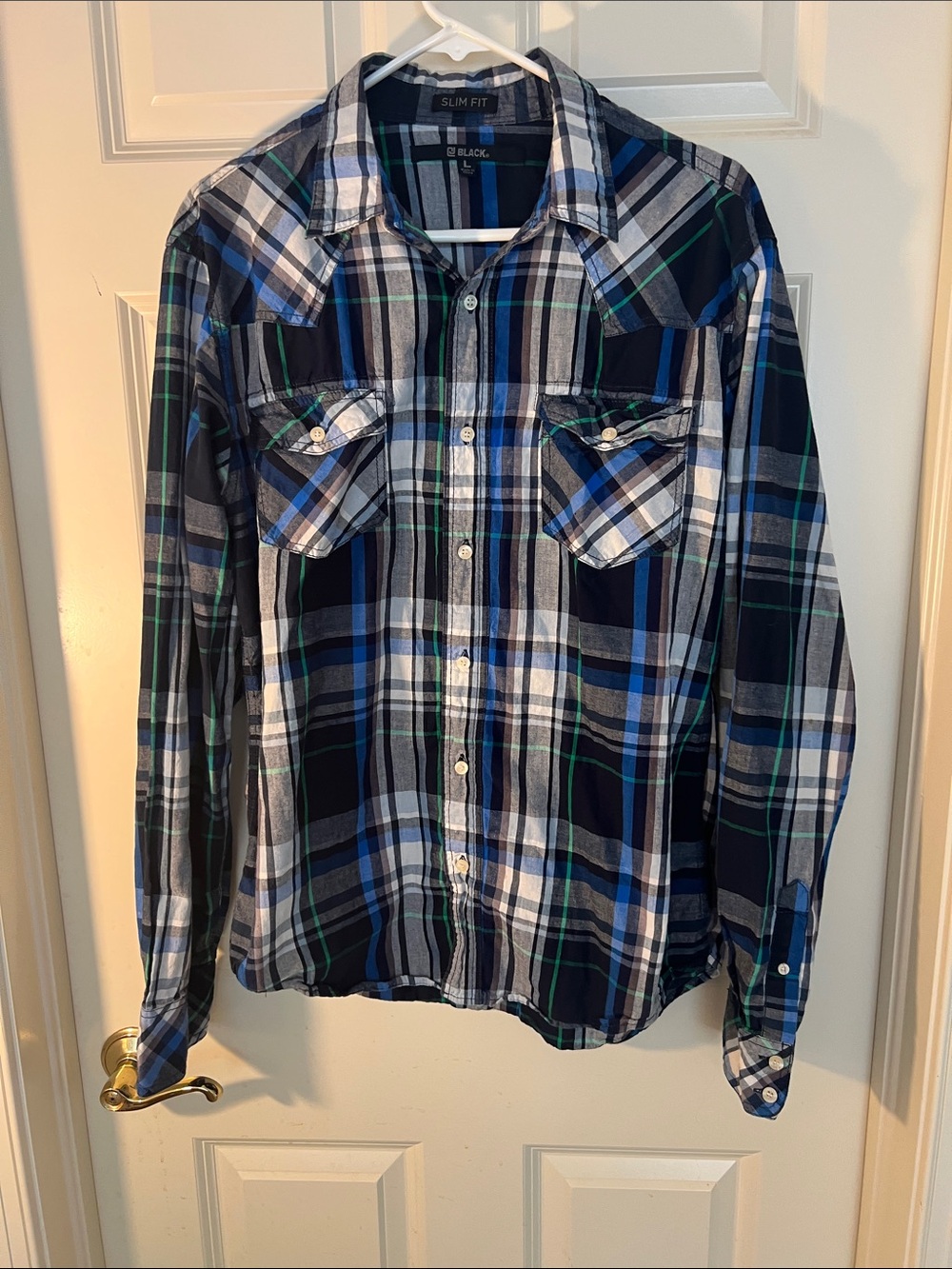 Black Brand Men's Blue & Black Plaid Button-Down Shirt